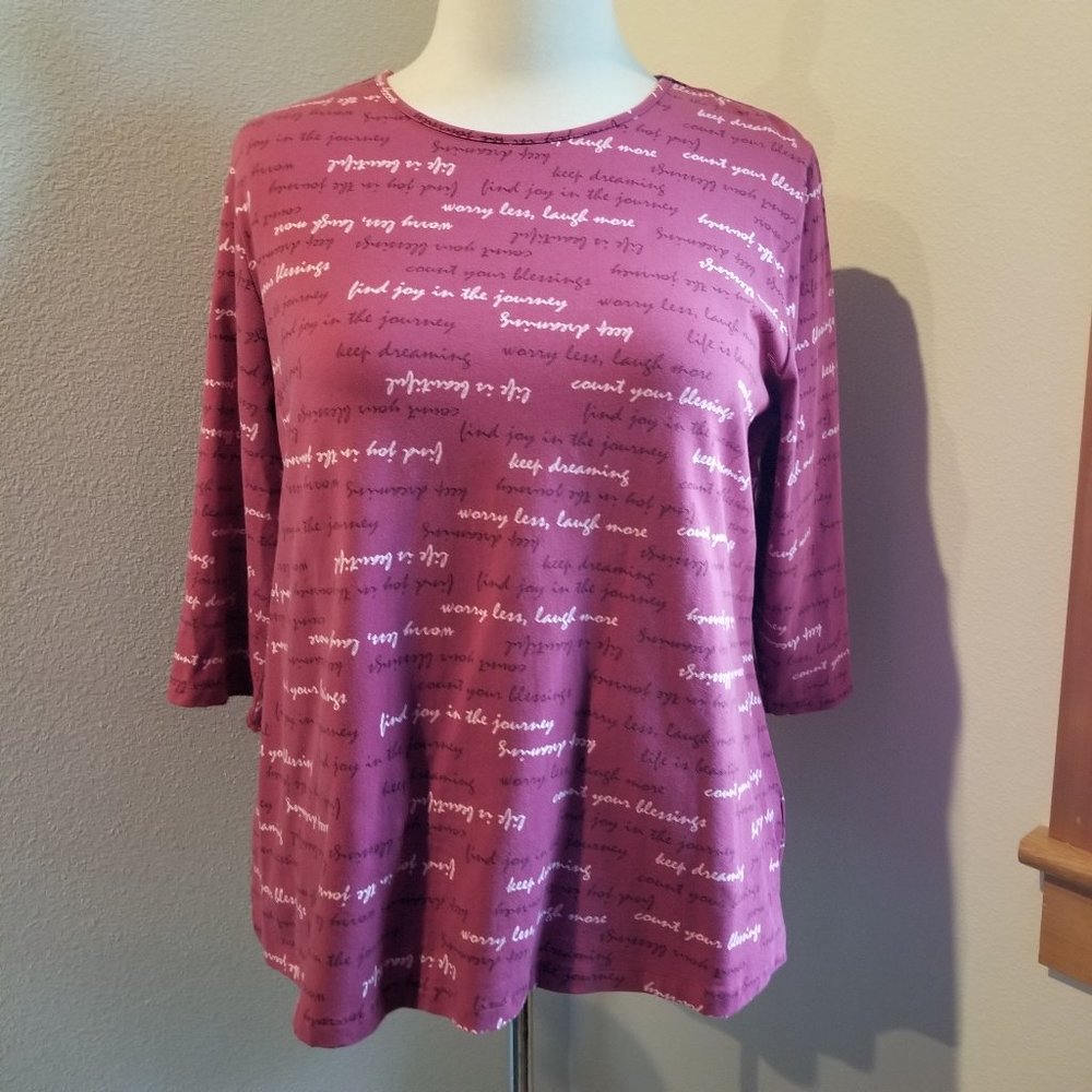 D&co Inspirational Print Top 1X Mauve Pink
